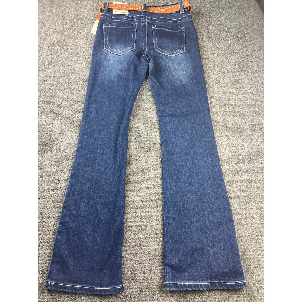 Telepatia Low Rise Bootcut Jeans Dark Wash Studded Belt Size 3/26 NWT Boho - Picture 7 of 14